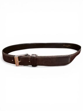 Vintage Dior Leather Belt Brown Gold Silver Buckle Low Waist Size Small